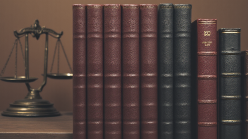 row of books and scale 