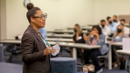 Professor in front of class