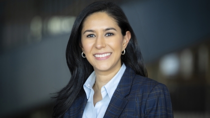 a woman smiling