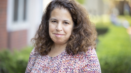 woman smiling outside