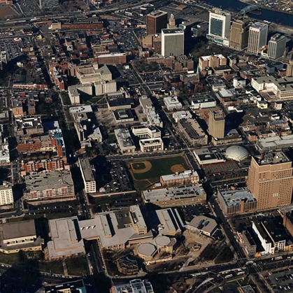 Bird’s eye view of the City of Newark downtown