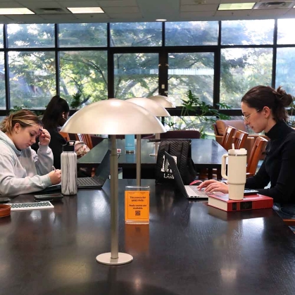 Students studying in library 