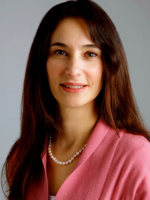 a woman smiling