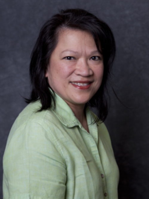 a woman smiling
