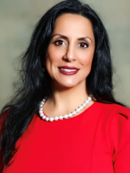 a woman smiling