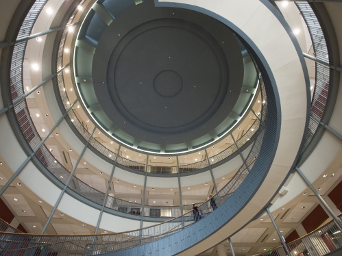 Alt Text: Spiral staircase inside Newark law building