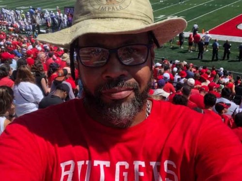 Man at Rutgers football game
